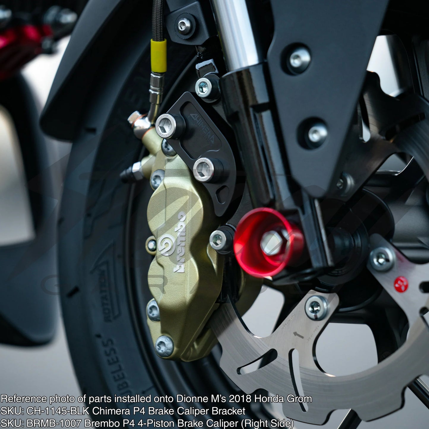 Chimera Engineering Front Caliper Bracket Adapter for 40mm/4P Brembo Honda Grom 125 NON-ABS (2014-2020) - Howling Moto
