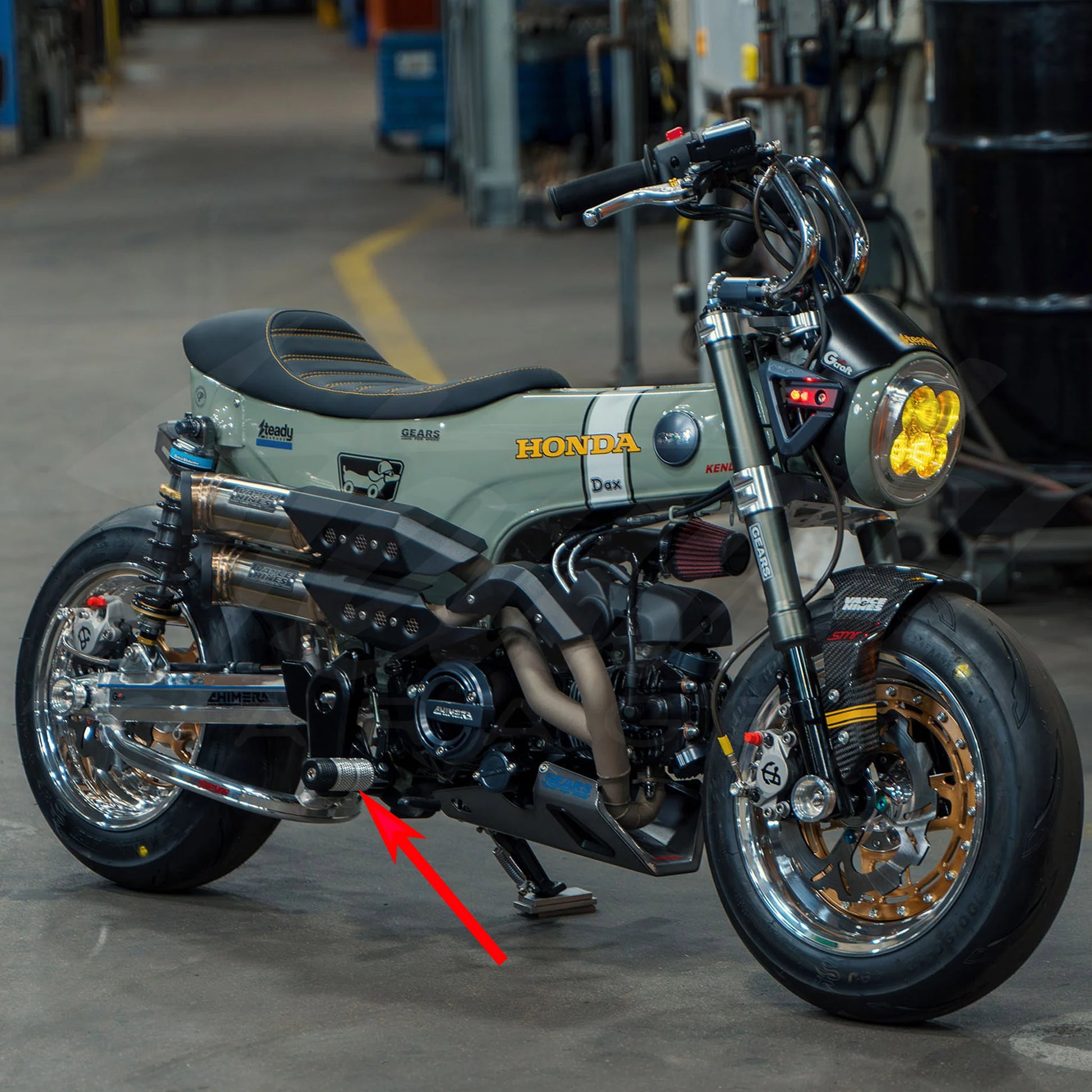 CHIMERA ENGINEERING ROUND GRIPPY STUNT PEGS - HONDA GROM 125, MONKEY 125, DAX 125 (ALL YEARS) - Howling Moto