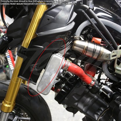 Chimera Front Mount Radiator for Honda Grom (2014-2020) with CBR Engine Swaps - Howling Moto
