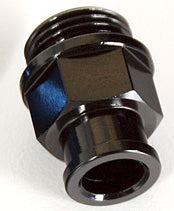Black DR650 choke fitting by Warp9Racing, close-up image showing detailed metal component for motorcycle choke system.