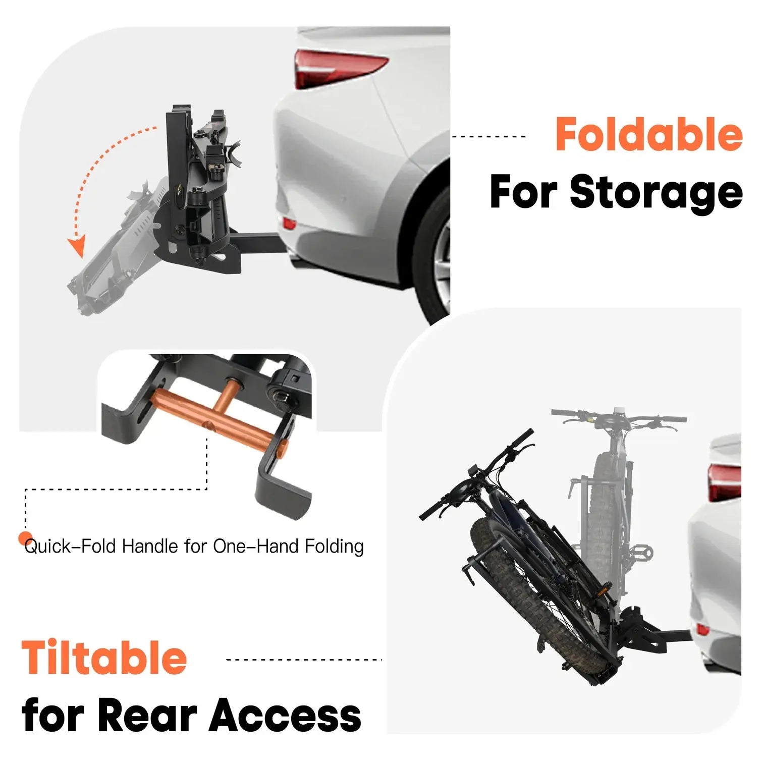CRAVOT MagRack X1 foldable hitch bike rack mounted on a vehicle, showing its 2-inch receiver and capacity for two bikes.