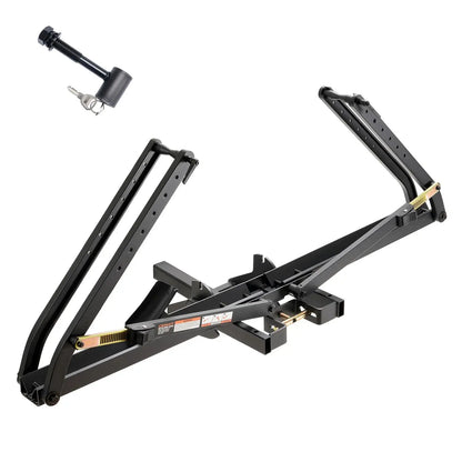 CRAVOT MagRack X1 foldable hitch bike rack mounted on a vehicle, showing its 2-inch receiver and capacity for two bikes.