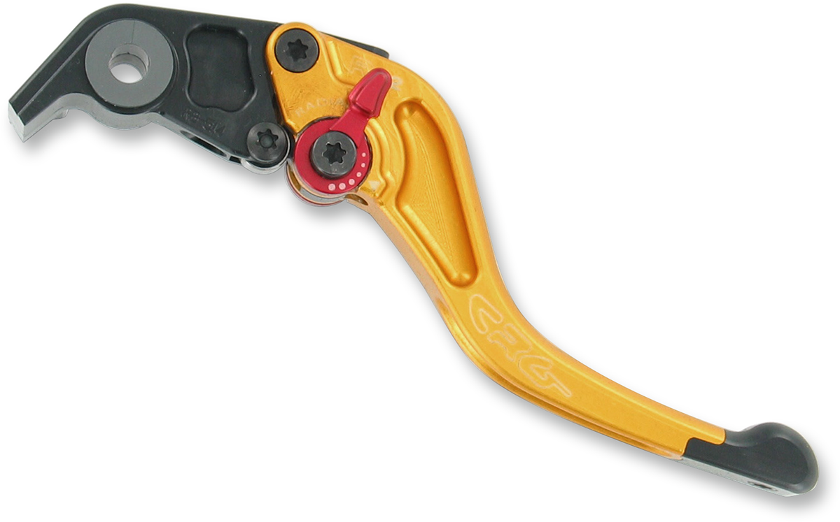 CRG RC2 Shorty Brake Lever in gold, motorcycle brake lever with compact design and ergonomic grip for enhanced control.