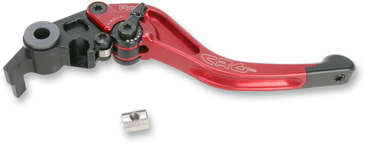 CRG RC2 Shorty Red Brake Lever for motorcycle, showing the compact design and vibrant red finish with part number 2RB-517-H-R.