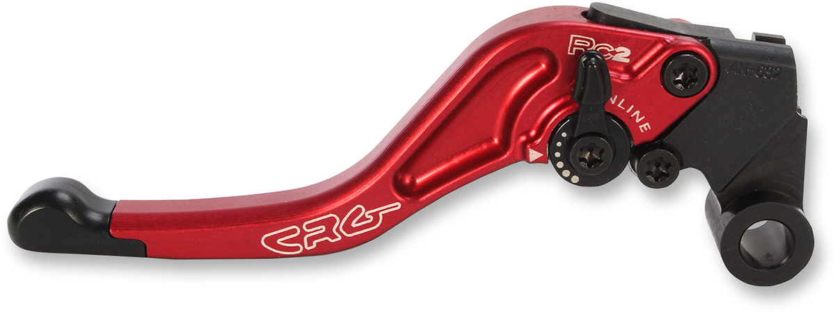 CRG RC2 Shorty Clutch Lever in red for motorcycles, featuring compact design and ergonomic grip.
