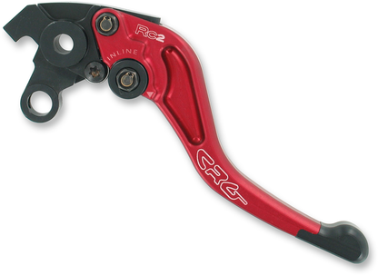 Red CRG RC2 Shorty Clutch Lever for motorcycle, featuring a compact design and ergonomic shape.