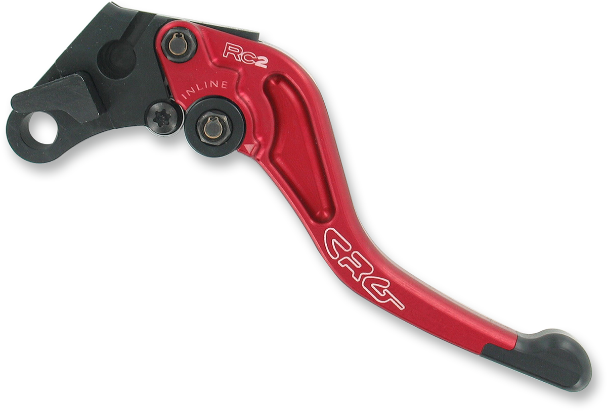 CRG RC2 Shorty Clutch Lever in red for motorcycles, featuring a compact design and ergonomic grip.