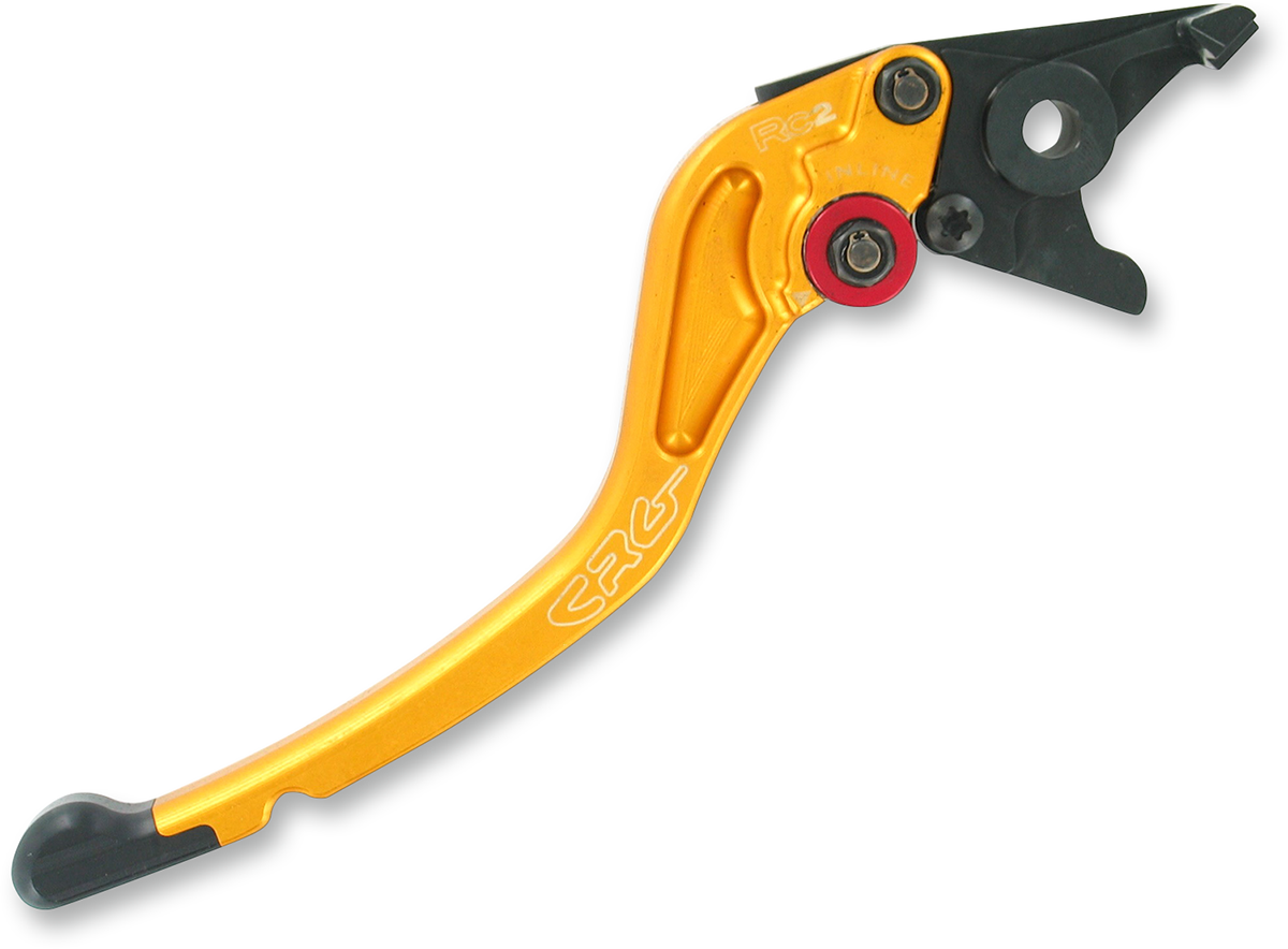 CRG RC2 Standard Brake Lever in gold, motorcycle brake lever with sleek design and ergonomic grip for enhanced control.