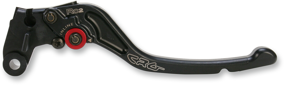 Black CRG RC2 Standard Clutch Lever with Part Number 2AN-642-T-B, shown mounted on motorcycle handlebar