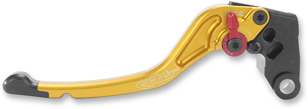 CRG RC2 standard clutch lever in gold with 2AN-681-T-G model, motorcycle clutch lever for enhanced control and style.