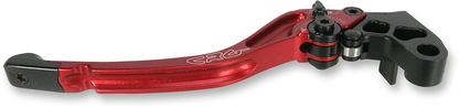 Red CRG RC2 standard motorcycle clutch lever with adjustable design and ergonomic grip for precise control.