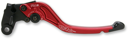 CRG RC2 standard clutch lever in red with replaceable Delrin tips, suitable for motorcycle clutch control.