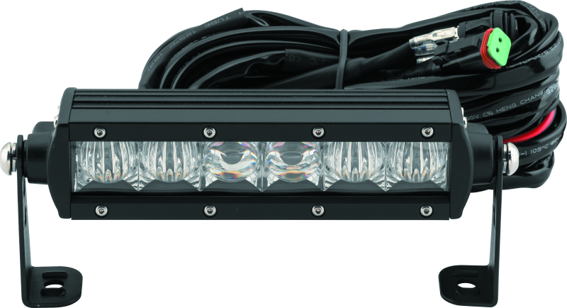 QuadBoss 6.5-inch single row LED light bar with high-intensity combo beam for powersports vehicles, shown in the image.