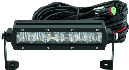 QuadBoss 6.5-inch single row LED light bar with high-intensity combo beam for powersports vehicles, shown in the image.