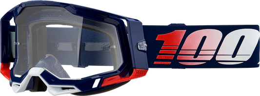 Bill's Exhausts Racecraft 2 goggles with clear lenses, designed for racing and high-performance riding.