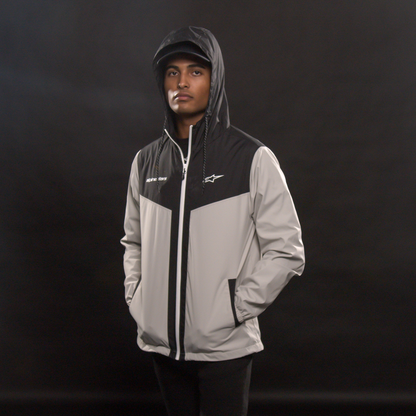 Alpinestars Plex black and silver motorcycle jacket in XL size, featuring protective design and stylish urban look.