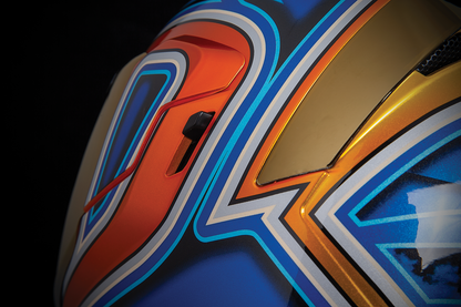 Blue ICON Airflite™ Helmet in medium size with El Centro design, featuring a sleek aerodynamic shell and clear visor.