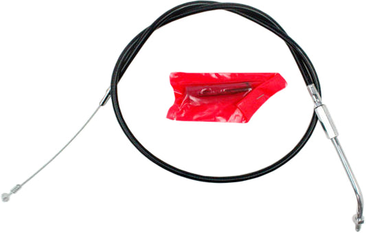 Motion Pro black vinyl idle cable for motorcycle throttles, OEM fit, precise control, durable and flexible for smooth throttle response