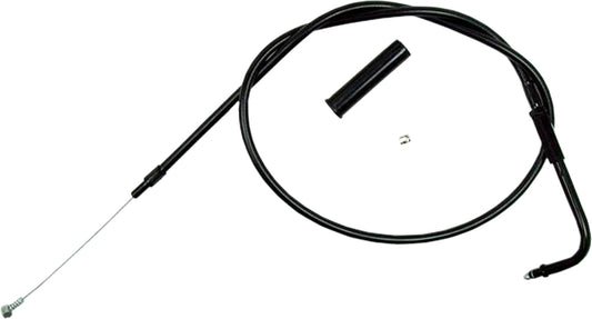 Black Motion Pro Blackout Idle Cable for motorcycle control, showing the durable black cable and fittings on a neutral background.