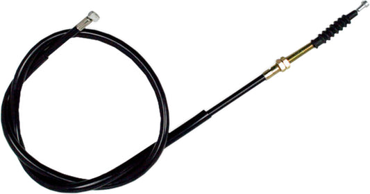 Motion Pro black vinyl clutch cable with chrome fittings and longitudinally-wound housing for motorcycle clutch control.