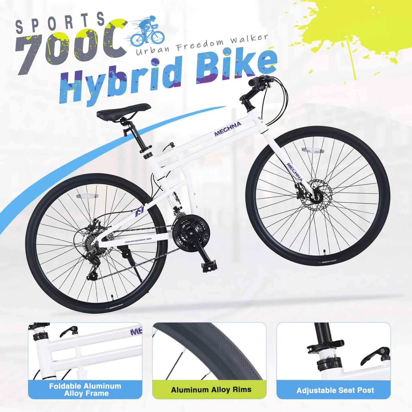 Hycline Meghna Fevo 700x32C bicycle tire with black rubber tread and sidewalls, mounted on a bicycle wheel.