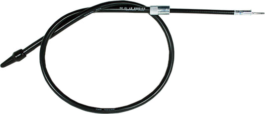 Black vinyl motorcycle speedo cable by Motion Pro, designed for dashboard and speedometer connections.