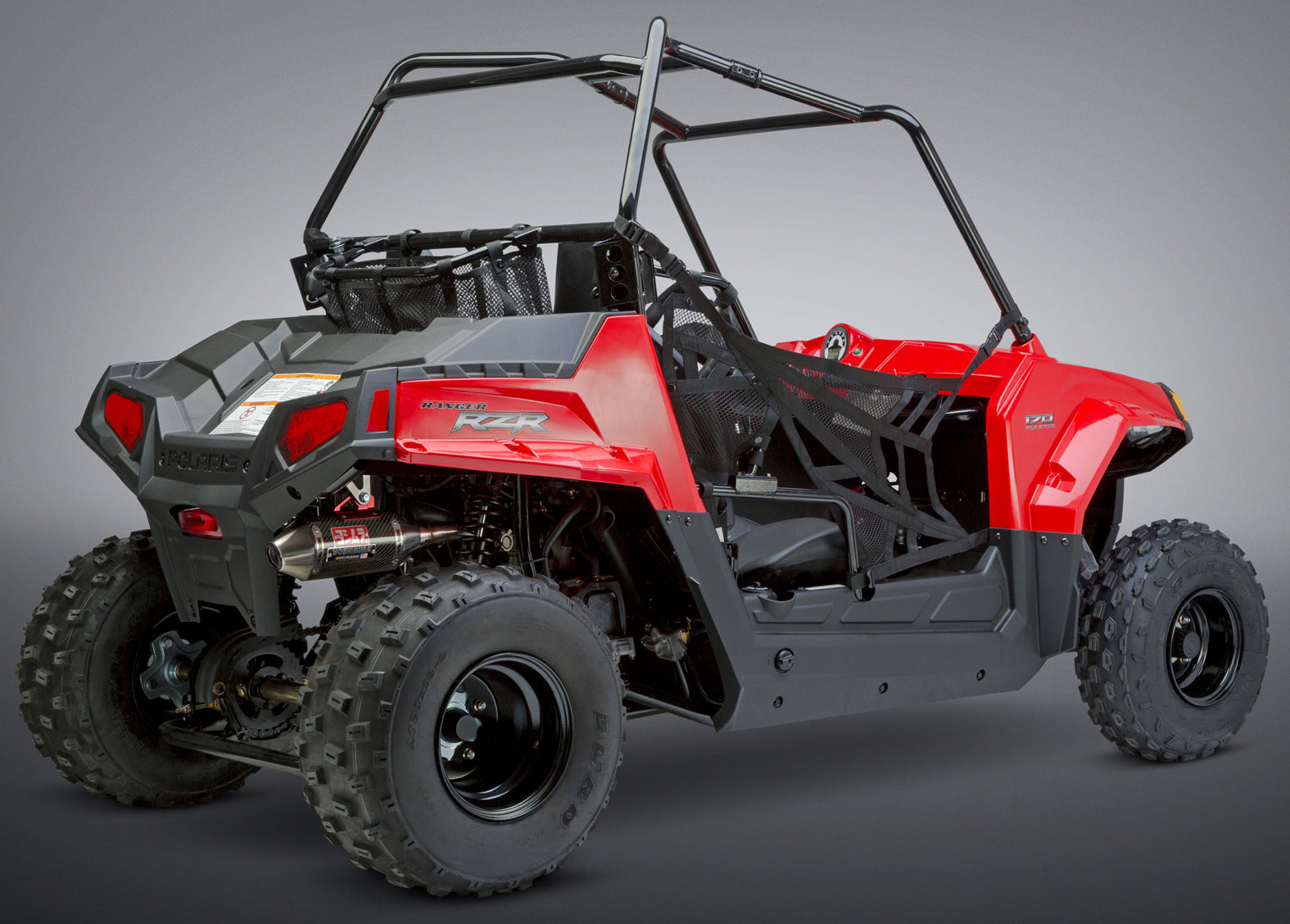 YOSHIMURA Signature RS-2 UTV full system exhaust with polished stainless steel finish and exhaust pipe visible.