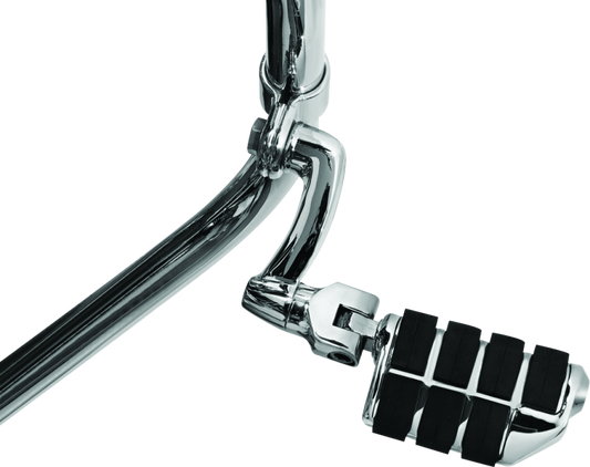 Chrome Kuryakyn Longhorn Offset Dually ISO Peg with 1-1/2 inch clamp for motorcycle handlebars, showcasing the polished metal design.