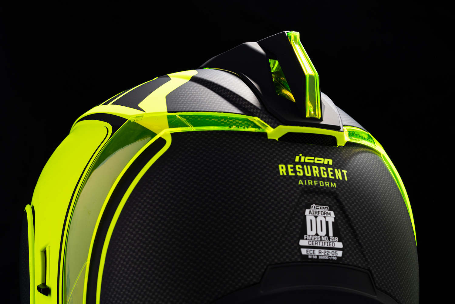 Bill's Exhausts ICON Airform™ Helmet Resurgent Hi-Viz XS with aerodynamic design and vibrant high-visibility colors.