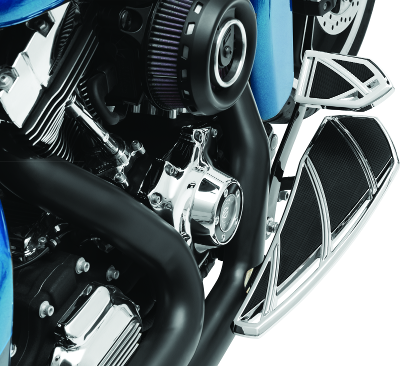 Kuryakyn Phantom Brake Pedal Pad in chrome for Harley Davidson FL Touring models, featuring a stylish, textured surface.