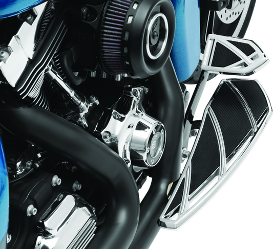 Kuryakyn Phantom Brake Pedal Pad in chrome for Harley Davidson FL Touring models, featuring a stylish, textured surface.