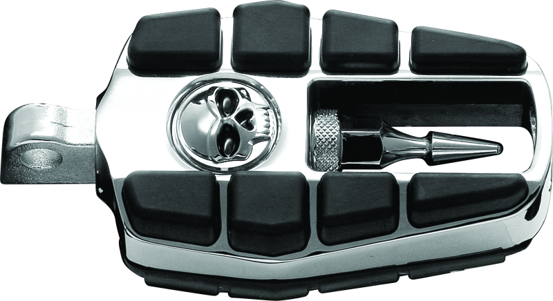 Kuryakyn Zombie Pegs with male mount chrome motorcycle foot pegs, featuring a stylish zombie design and durable chrome finish