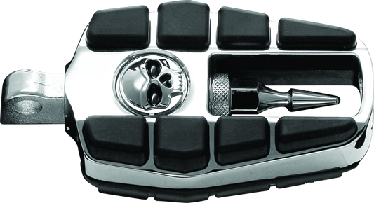 Kuryakyn Zombie Pegs with male mount chrome motorcycle foot pegs, featuring a stylish zombie design and durable chrome finish