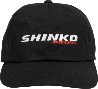 Shinko Black Dad Hat with adjustable strap, classic baseball cap style, featuring the SHINKO brand logo on the front.