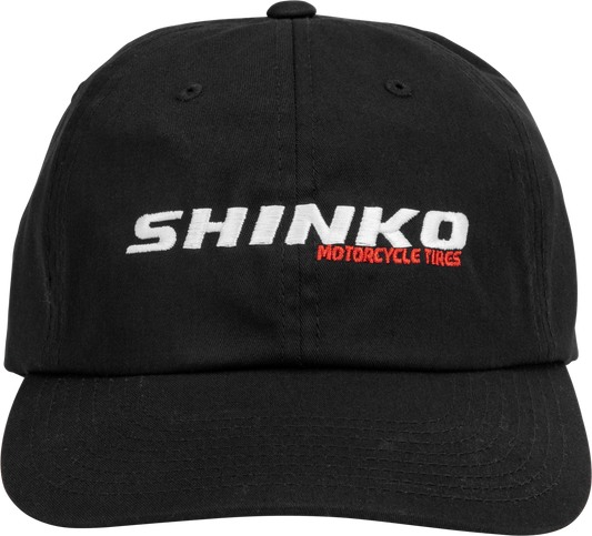 Shinko Black Dad Hat with adjustable strap, classic baseball cap style, featuring the SHINKO brand logo on the front.