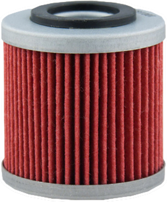 HIFLOFILTRO HF154 motorcycle oil filter with high-performance design, showing the cylindrical filter element and brand logo.