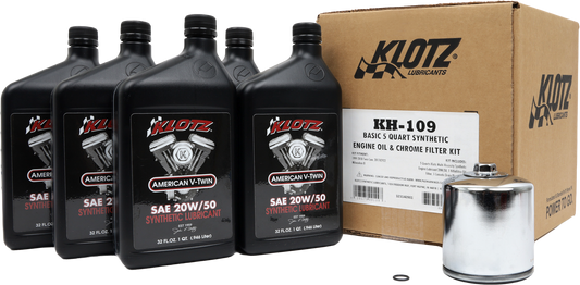 KLOTZ, KLOTZ KH-109 Basic Harley Davidson 5-Quart Synthetic Oil Change Kit