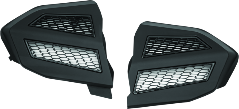 Kuryakyn Omni transmission covers for Honda GL1800 Gold Wing in satin black, showing the sleek, durable design and finish.