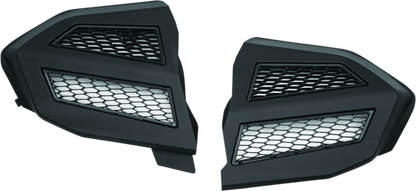 Kuryakyn Omni transmission covers for Honda GL1800 Gold Wing in satin black, showing the sleek, durable design and finish.