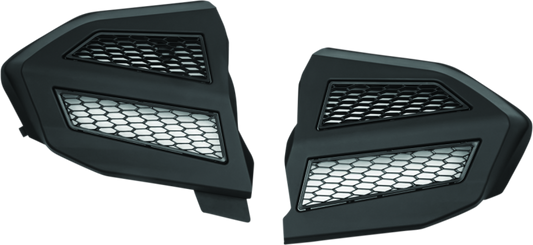 Kuryakyn Omni transmission covers for Honda GL1800 Gold Wing in satin black, showing the sleek, durable design and finish.