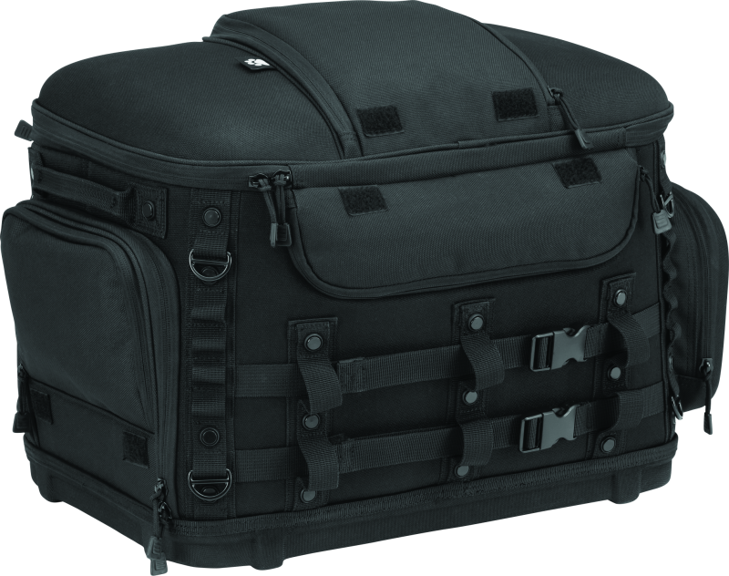 Kuryakyn Grand Pet Palace motorcycle pet carrier in black with mesh windows and sturdy frame for safe pet transport