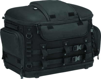 Kuryakyn Grand Pet Palace motorcycle pet carrier in black with mesh windows and sturdy frame for safe pet transport