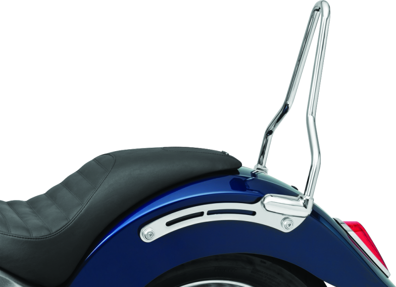 Kuryakyn Chrome Sissy Bar for Indian Scout with steel backrest and cushioned pad, designed for durable motorcycle passenger support