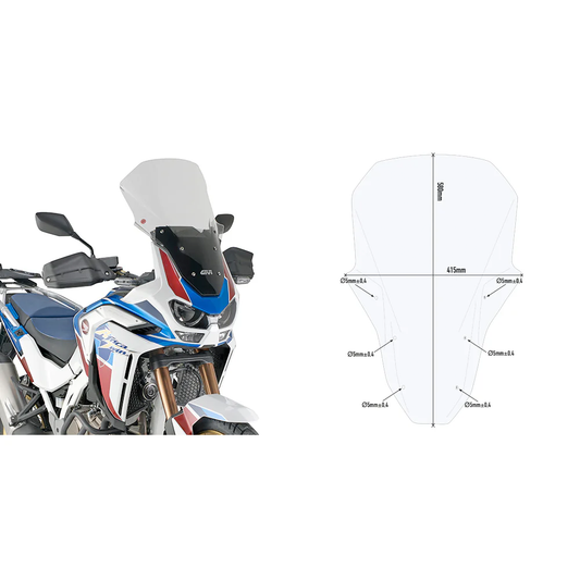 Clear GIVI D1178ST windshield mounted on a Honda motorcycle, providing wind protection and a sleek look.
