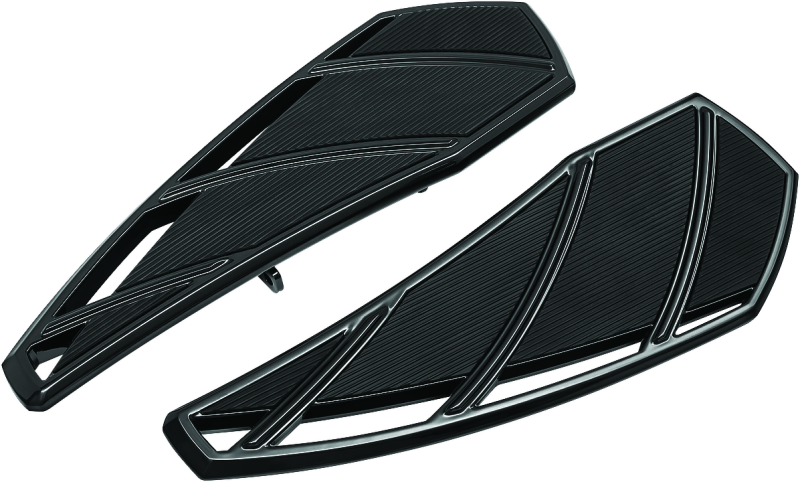 Kuryakyn Phantom black floorboards for Indian motorcycles, featuring durable design and anti-slip surface for rider comfort.