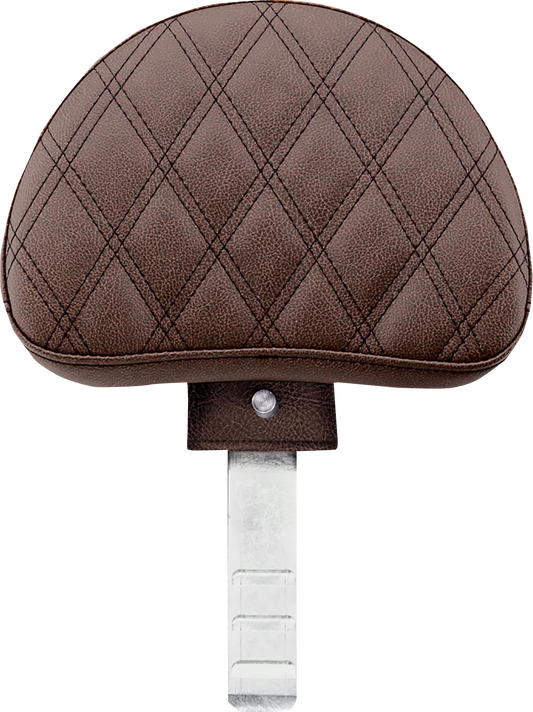 Brown SADDLEMEN Driver's Backrest seat with lattice stitching, designed for motorcycle comfort and style.