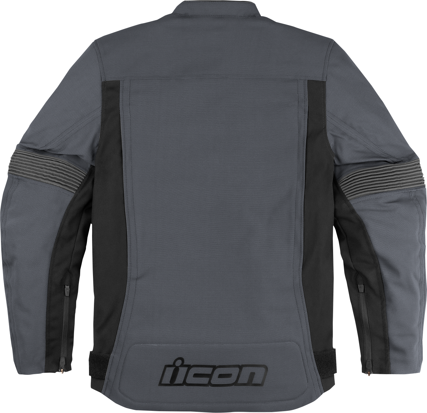 Gray ICON Slabtown jacket in small size, featuring durable fabric and stylish design from Bill's Exhausts.