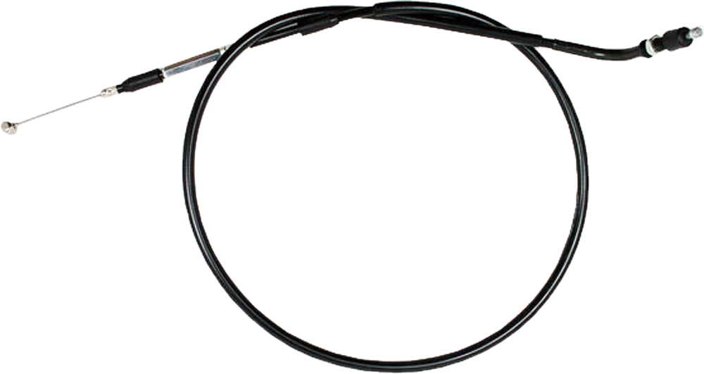 Motion Pro black vinyl clutch cable with chrome fittings and wound housing, designed for motorcycle clutch systems.