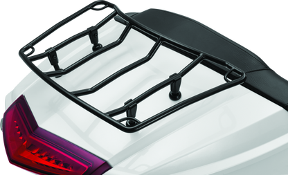 Kuryakyn adjustable trunk luggage rack mounted on a Honda Gold Wing or Kawasaki Vulcan 1700 motorcycle.