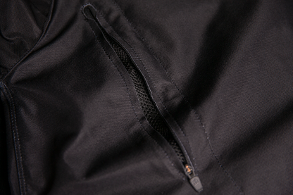 Black Bill's Exhausts ICON Airform jacket in small size, shown with front zipper, adjustable collar, and lightweight design.